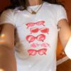 Pink Sunglasses Graphic Croptop, 90s Style Clothing, Womens Fitted Croptop