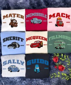 Cars McQueen & Friends Embroidered Sweatshirt, Cartoon Embroidered Sweatshirts, Cars Character Movie, Trending Crewneck, Gift For Friends