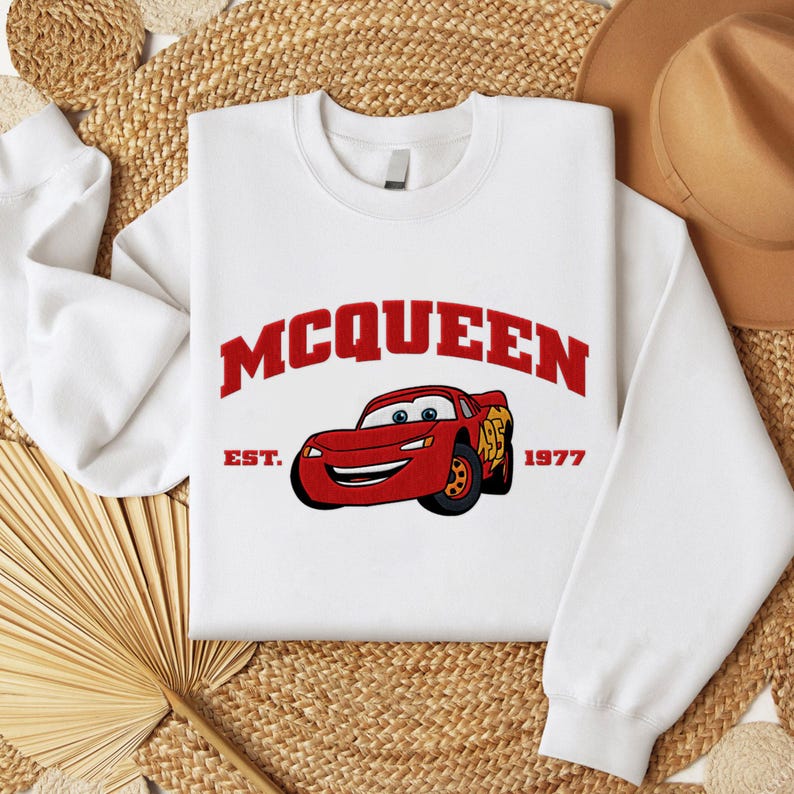 Cars McQueen & Friends Embroidered Sweatshirt, Cartoon Embroidered Sweatshirts, Cars Character Movie, Trending Crewneck, Gift For Friends - Image 6