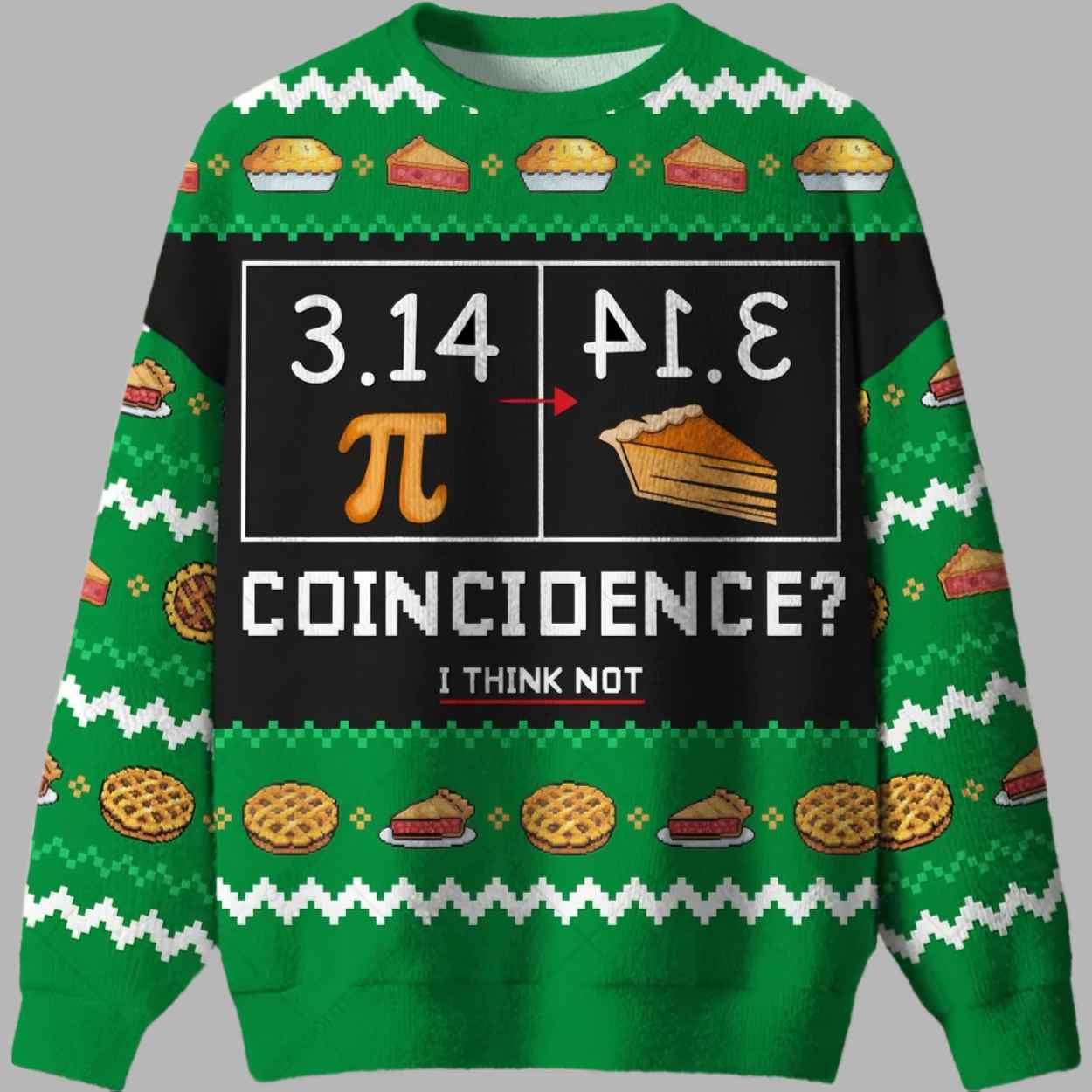 Alternative view of 3.14 PI Coincidence I Think Not Ugly Christmas Sweater - gullprint.com