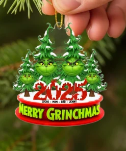 The Grinch Ornament, Merry Grinchmas Ornament, Custom Family Grinch Ornament