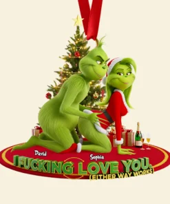 Alternative view of Personalized Grinch Monster Couple Christmas, The Grinch Ornament, Merry Grinchmas Ornament