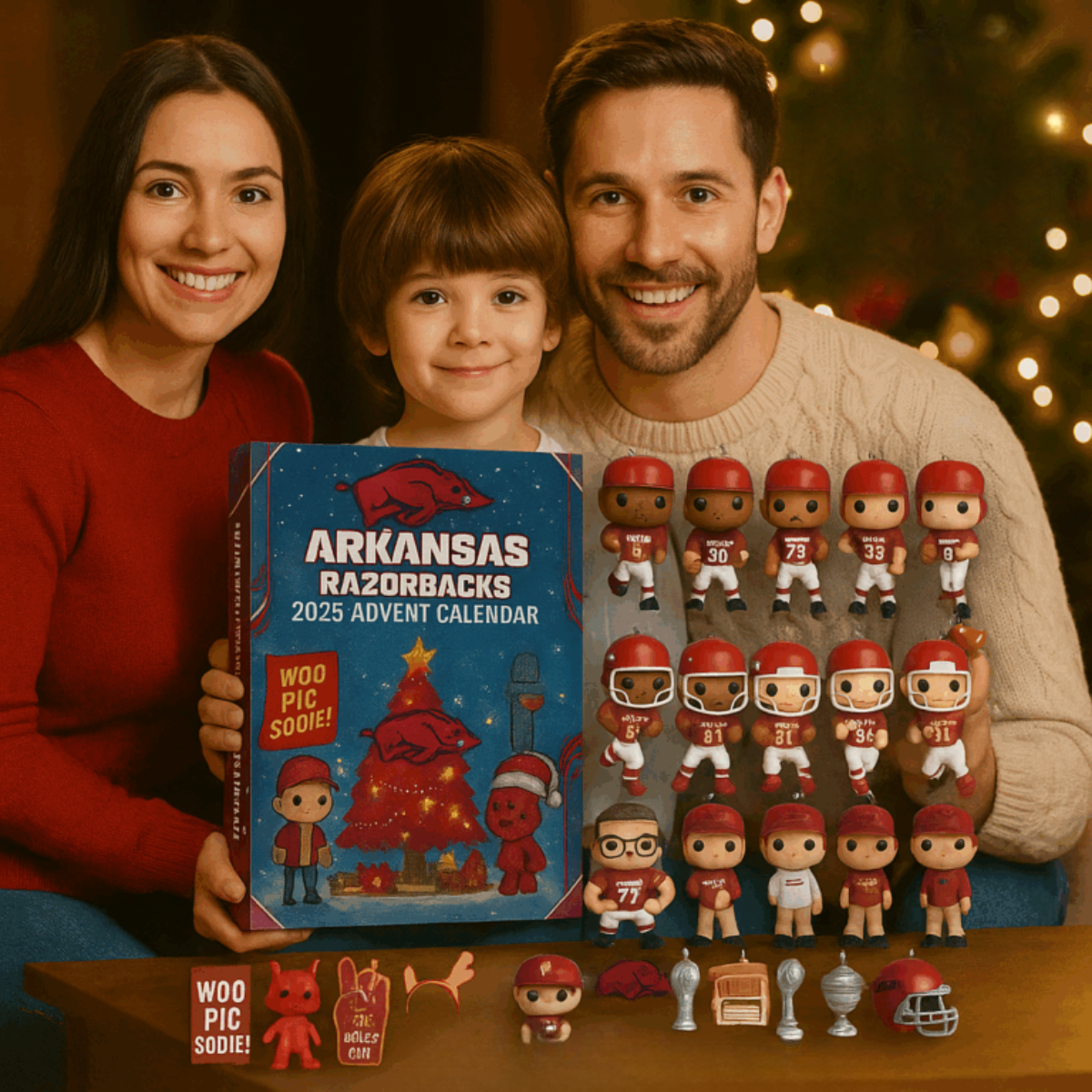 Arkansas Razorbacks Advent Calendar 2025, Christmas Countdown Advent Calendar Gift Box With 24 Acrylic Ornaments - Image 3