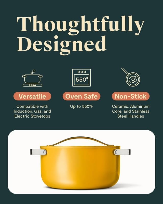 Caraway Home 6.5qt Nonstick Ceramic Dutch Oven, Marigold - Image 4