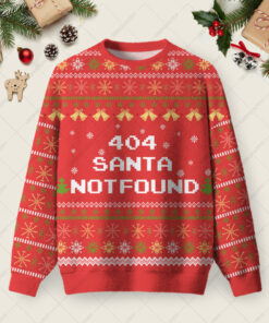 404 Santa Not Found Ugly Christmas Fuzzy Fleece Sweatshirt