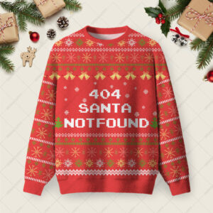 404 Santa Not Found Ugly Christmas Fuzzy Fleece Sweatshirt