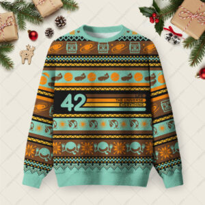 42 Is Everything Ugly Christmas Fuzzy Fleece Sweatshirt