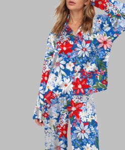 4th Of July Floral Pajama Set For Women