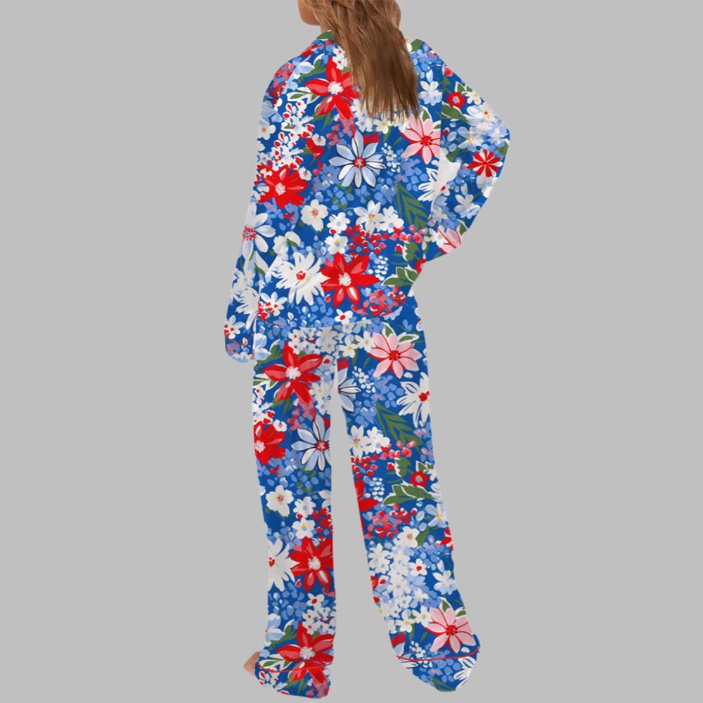 4th Of July Floral Pajama Set For Women - Image 3