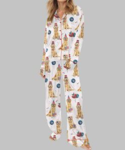 Alternative view of 4th Of July Patriotic Golden Retriever Silky Satin Pajama Set