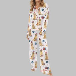 Alternative view of 4th Of July Patriotic Golden Retriever Silky Satin Pajama Set