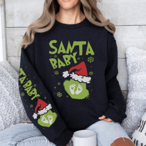 Santa Baby Grinch Sweatshirt, Christmas Mom Shirt, Christmas Mama Shirt, Holiday Mom Shirt, Grinch Mama Crewneck, Grinch Mom Hoodie