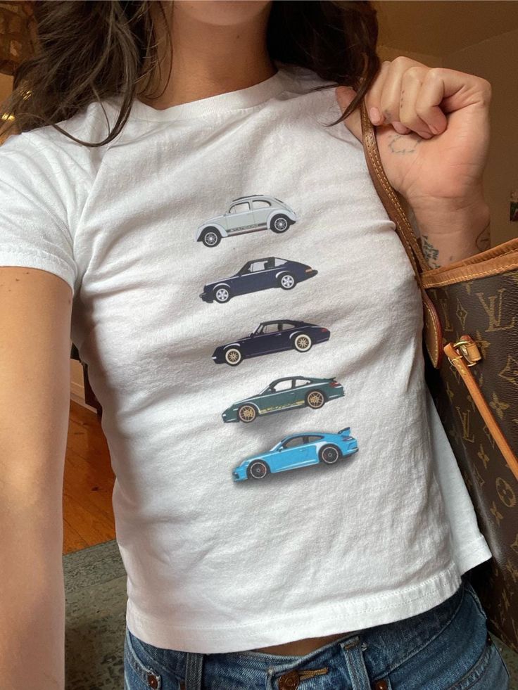 Vintage Car Fitted Croptop, Y2K Croptop, Womens Fitted 90s Clothes