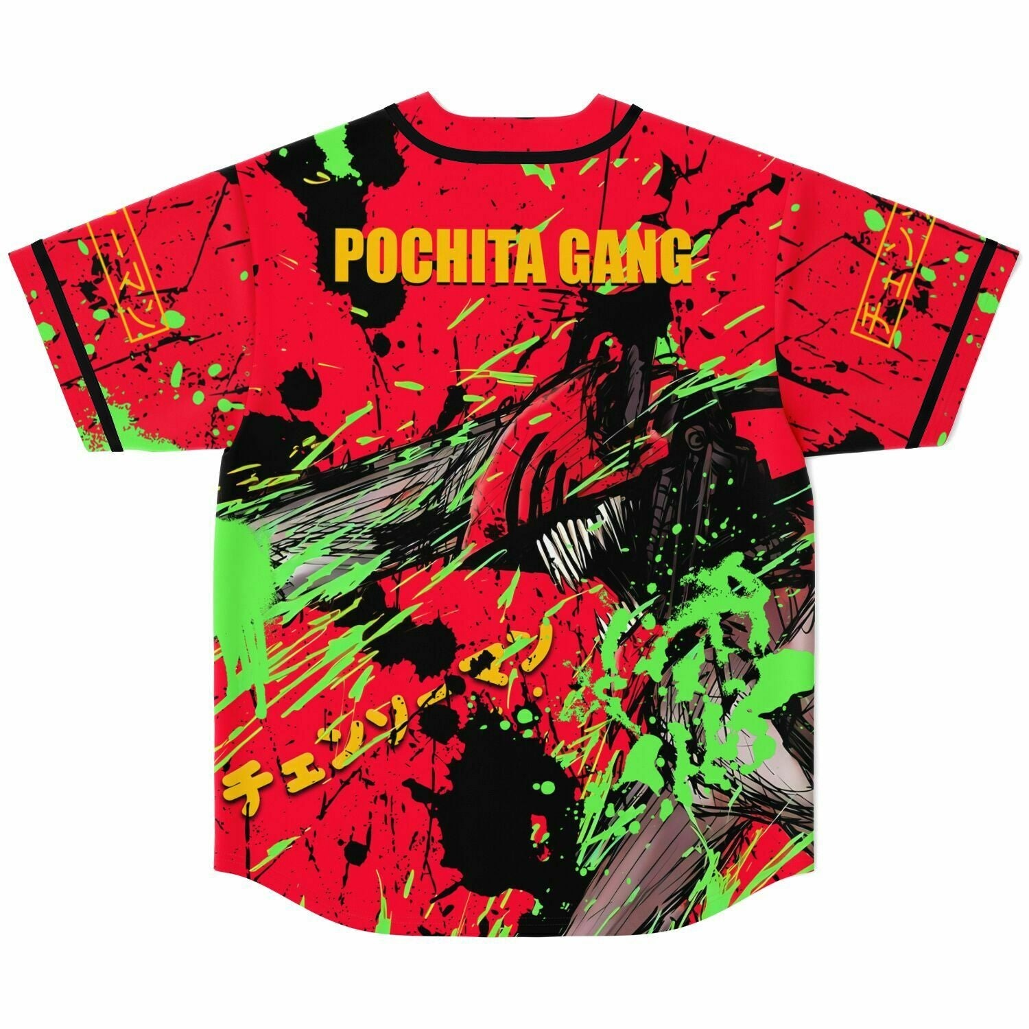 Chainsaw man Pochita gang rave Baseball Jersey - Image 3