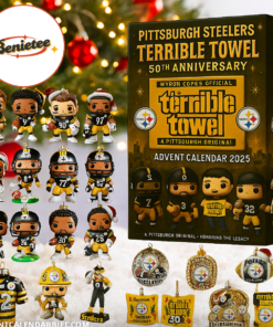 Alternative view of The Pittsburgh Steelers Terrible Towel Advent Calendar, Christmas Countdown Advent Calendar Gift Box With 24 Acrylic Ornaments