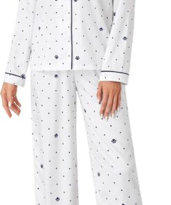 Alternative view of Women's Printed Pajama Set Button Down Long Sleeve Sleepwear and Pants Set PJ Lounge Set