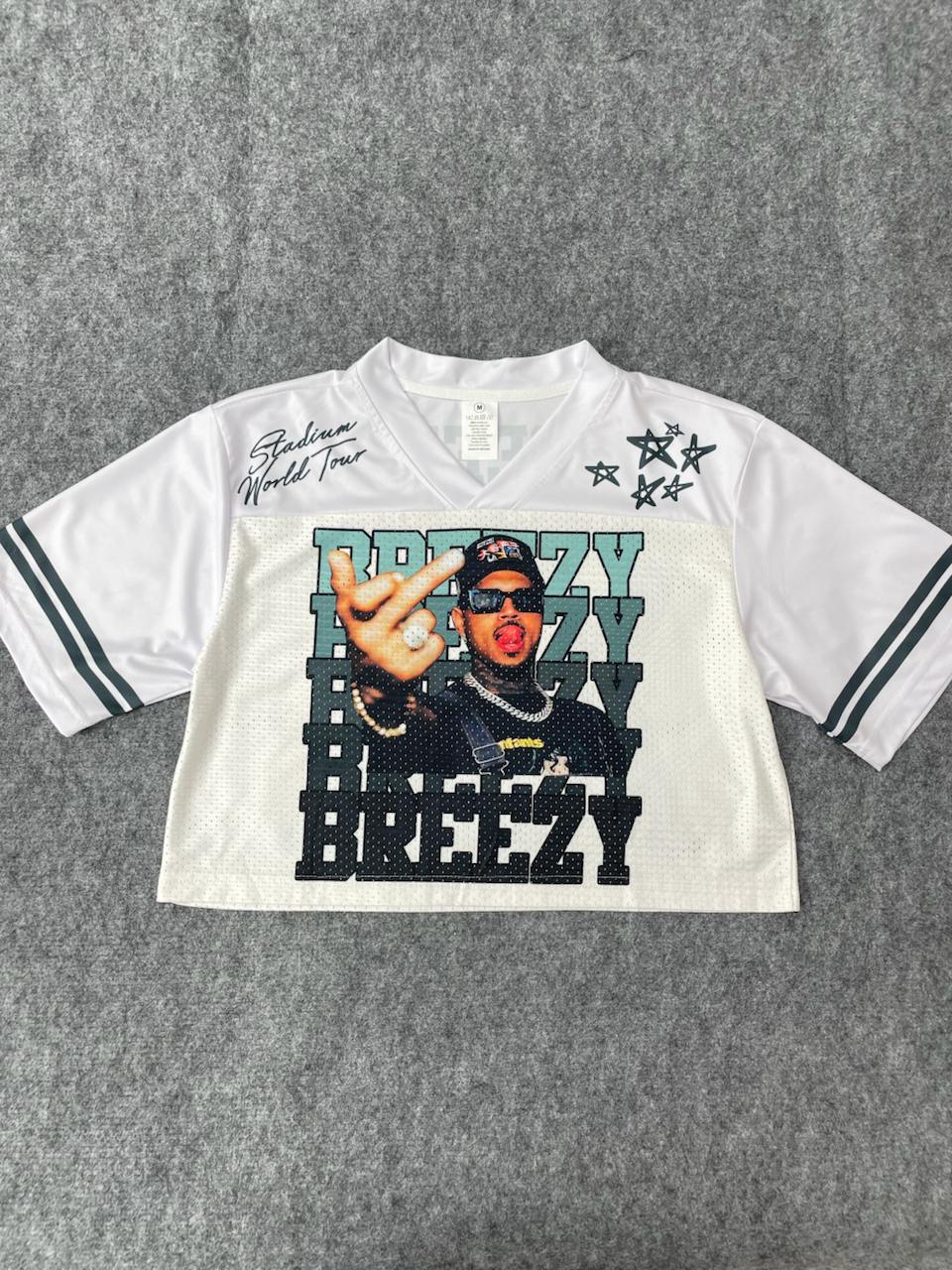 Personalized Chris Brown 2025 Croptop Mesh Football, Breezy Bowl XX Concert 2025 Croptop Mesh Football