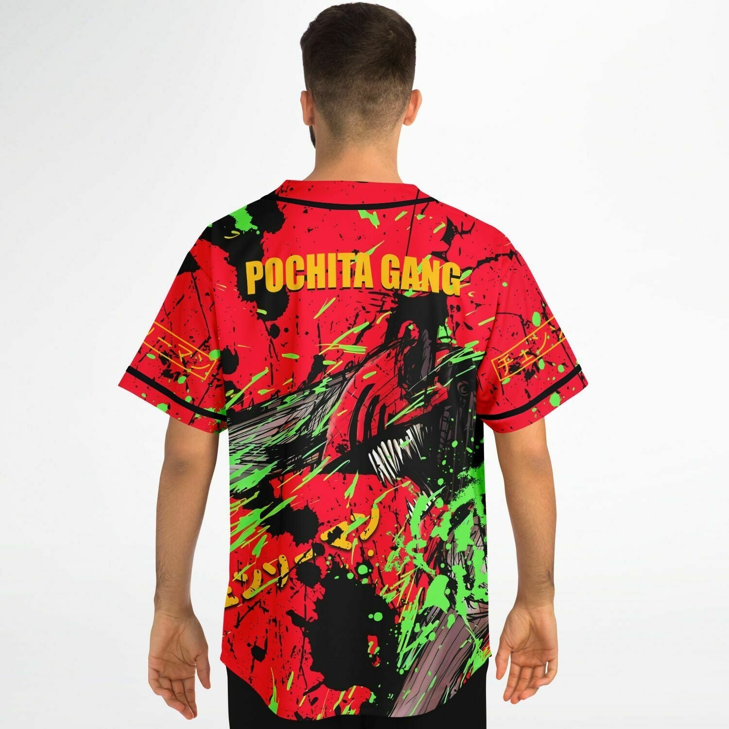 Chainsaw man Pochita gang rave Baseball Jersey - Image 5