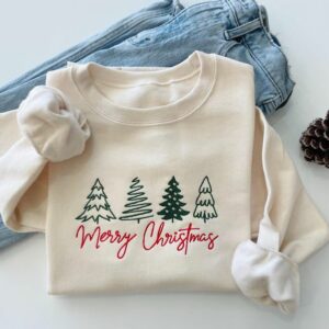 Christmas Tree Embroidered Matching - Hoodie
