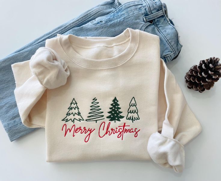 Christmas Tree Embroidered Matching - Hoodie