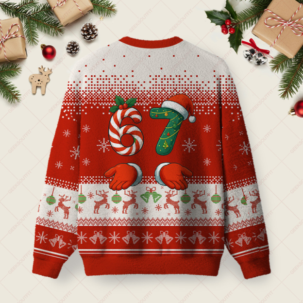 Alternative view of 67 Red Ugly Christmas Fuzzy Fleece Sweatshirt