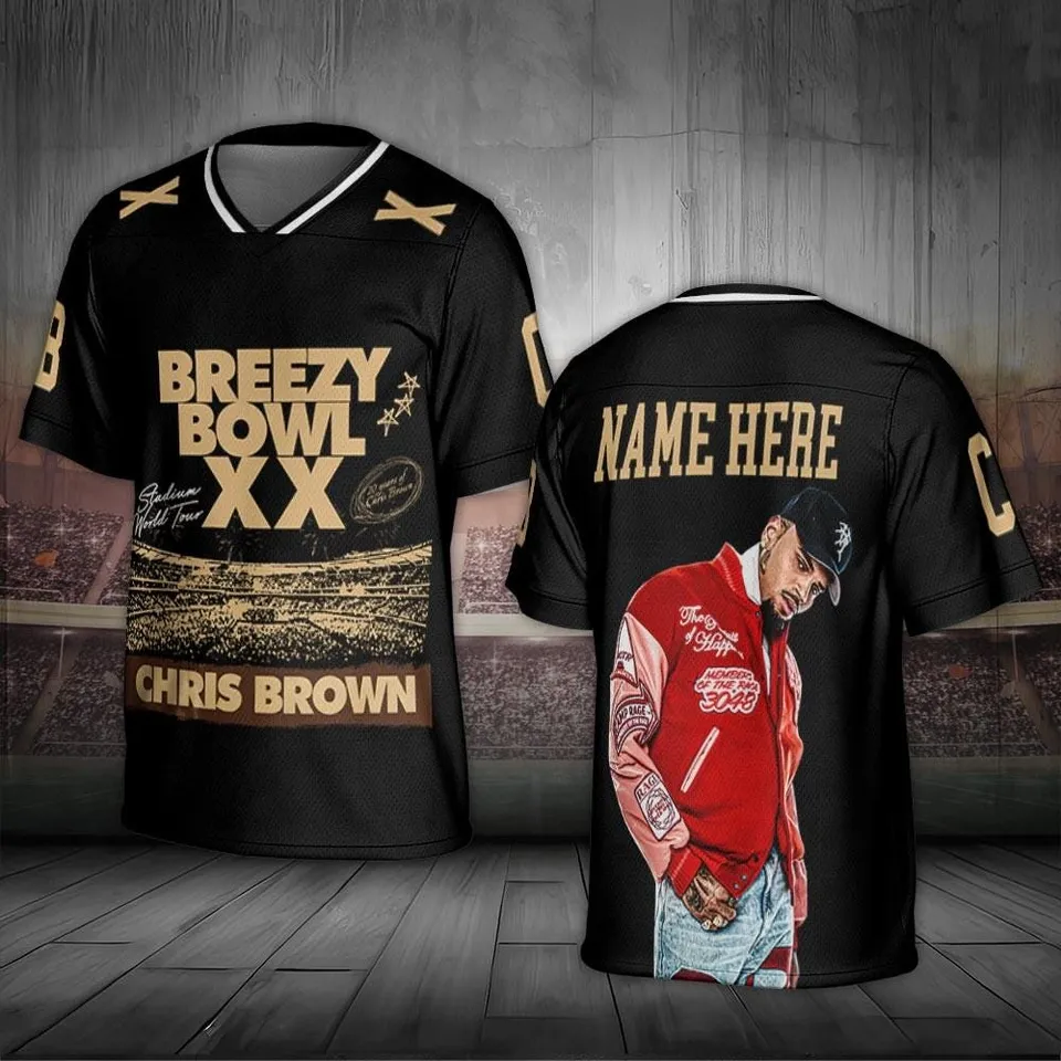 Custom Chris Brown Tour 2025 Football Jersey, Bowl XX concert 2025 Summer Tour Holiday Football Jersey - Image 4