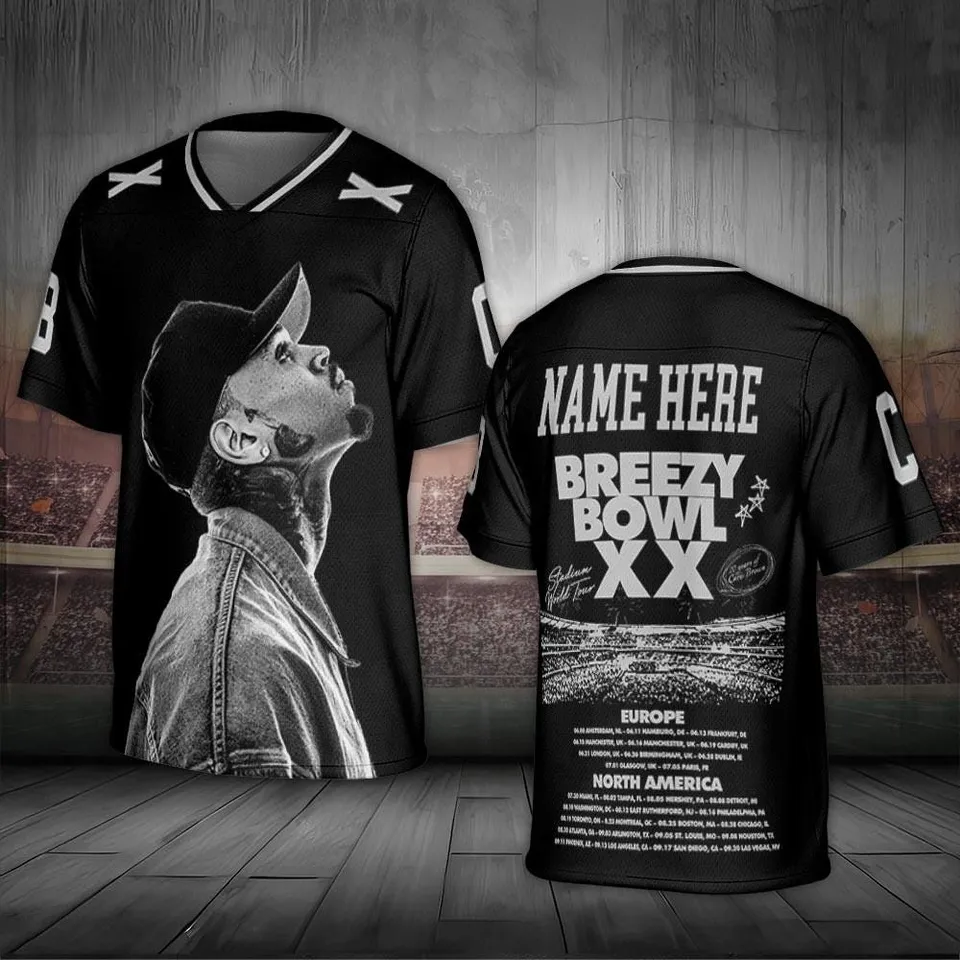 Chris Brown Tour 2025 Football Jersey, Bowl XX concert 2025 Summer Tour Football Jersey - Image 4