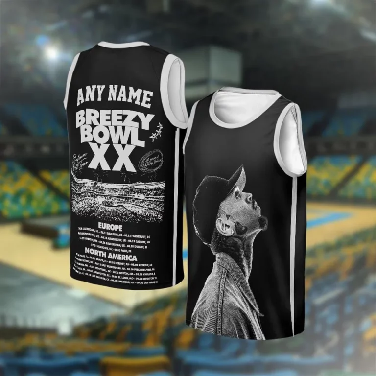 Alternative view of Chris Brown Breezy Tour 2025 Basketball Jersey, Gift For Fan Basketball