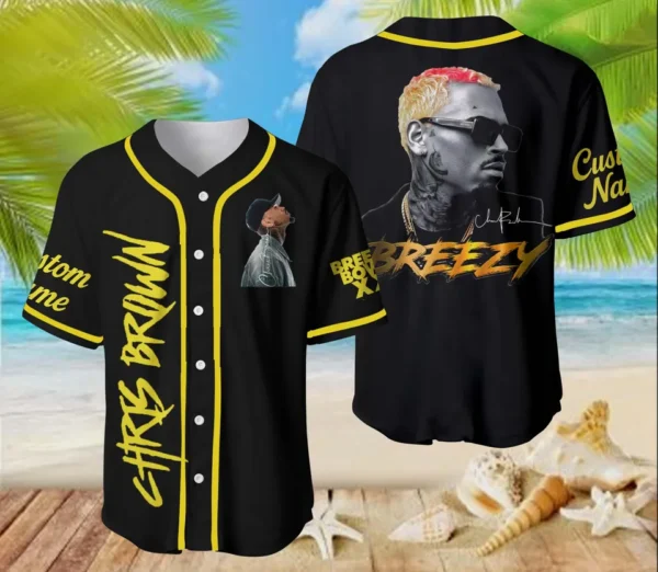 Alternative view of Personalized Chris Brown Tour Jersey, Chris Brown Breezy Bowl Baseball Jersey Men's