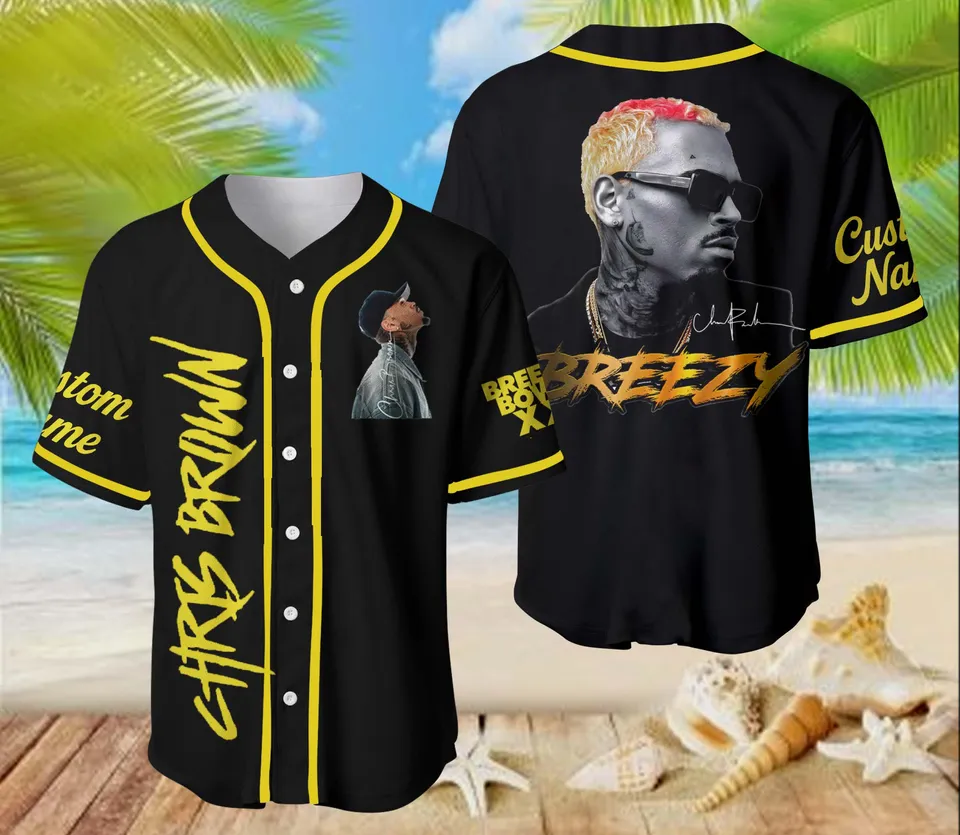 Personalized Chris Brown Tour Jersey, Chris Brown Breezy Bowl Baseball Jersey Men's - Image 2