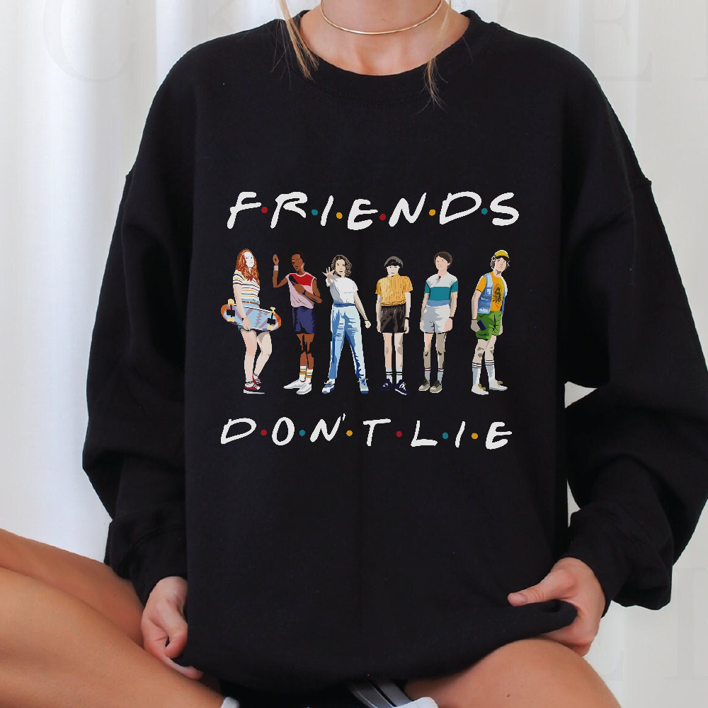 Men's Movies Poster Hoodie Sweatshirt Friends Don't Lie Graphic Printed Hoodie Coat - Image 9