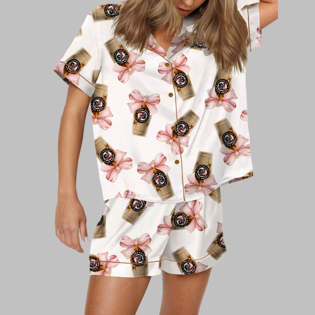 7-B Coffee Satin Pajama Set