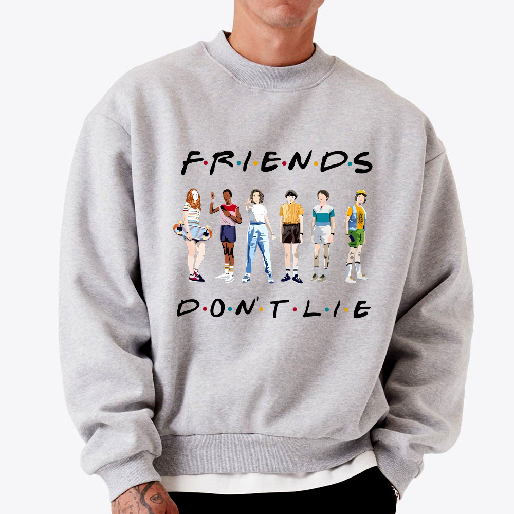Men's Movies Poster Hoodie Sweatshirt Friends Don't Lie Graphic Printed Hoodie Coat - Image 3