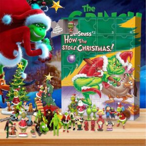 Christmas Grinch 3D Advent Calendar 2025, Christmas Countdown 3D Advent Calendar Gift Box With 24pcs