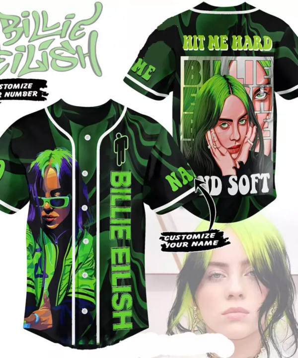 Billie Eilish Customized Baseball Jersey: Hit Me Hard And Soft