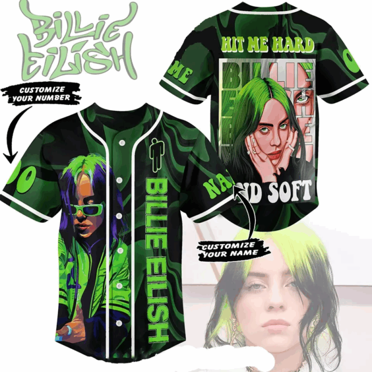 Billie Eilish Customized Baseball Jersey: Hit Me Hard And Soft