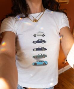 Alternative view of Vintage Car Fitted Croptop, Y2K Croptop, Womens Fitted 90s Clothes