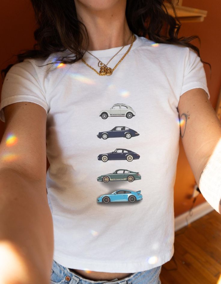 Vintage Car Fitted Croptop, Y2K Croptop, Womens Fitted 90s Clothes - Image 2