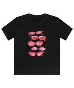 Alternative view of Pink Sunglasses Graphic Croptop, 90s Style Clothing, Womens Fitted Croptop