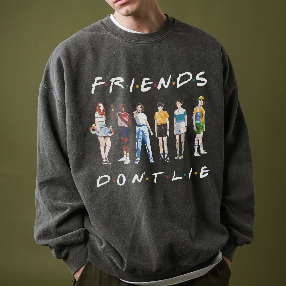 Men's Movies Poster Hoodie Sweatshirt Friends Don't Lie Graphic Printed Hoodie Coat - Image 8