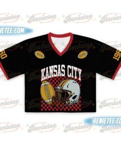 Alternative view of 90s Style Kansas City Croptop Mesh Football, Kansas City Game Day Croptop Mesh Football