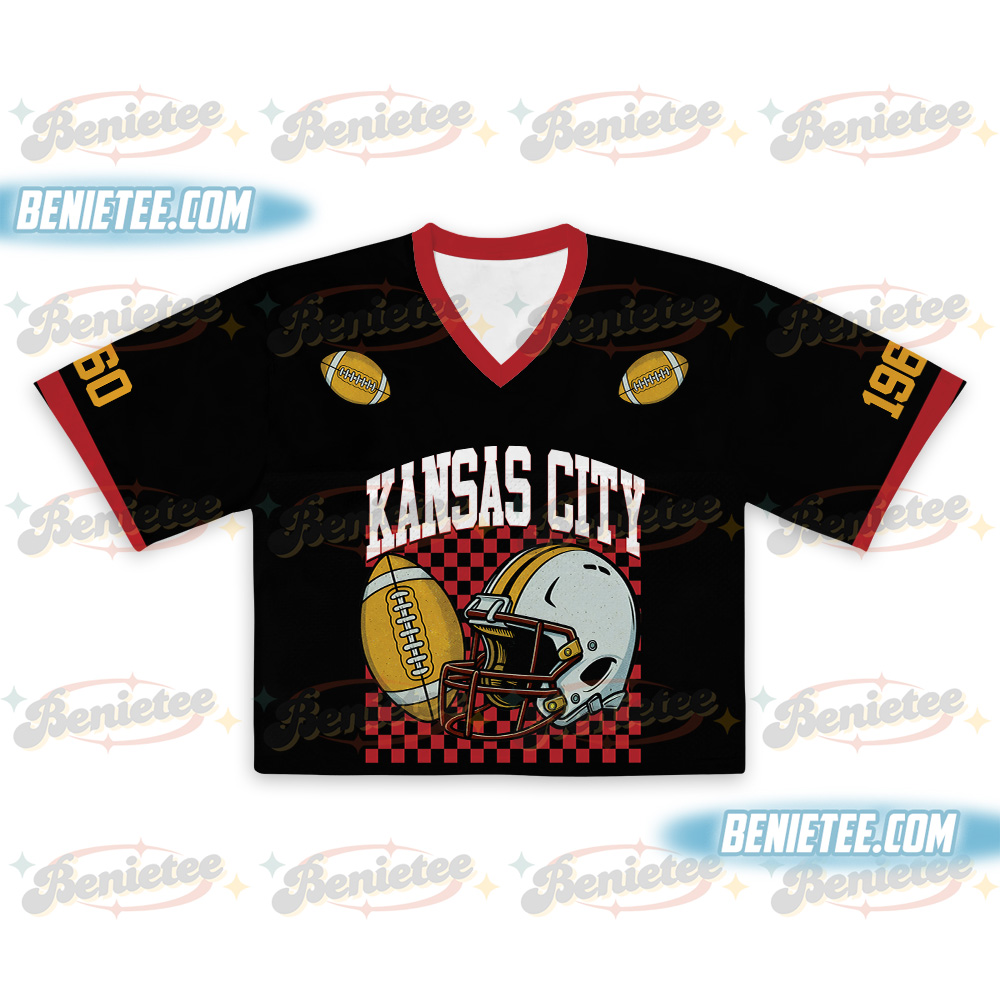 90s Style Kansas City Croptop Mesh Football, Kansas City Game Day Croptop Mesh Football - Image 2