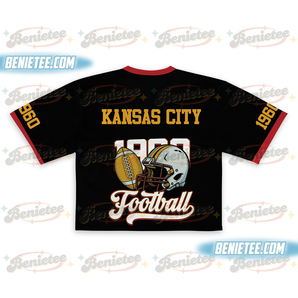 90s Style Kansas City Croptop Mesh Football, Kansas City Game Day Croptop Mesh Football - Image 3