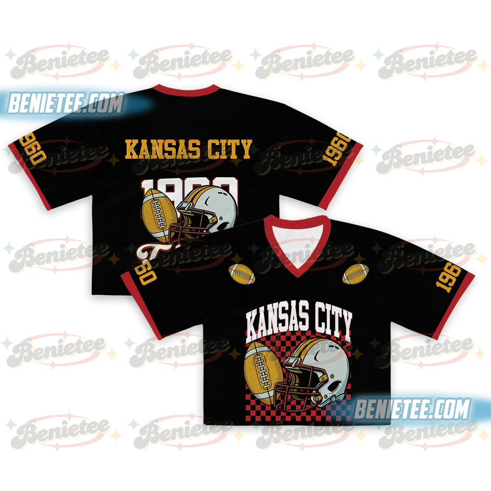 90s Style Kansas City Croptop Mesh Football, Kansas City Game Day Croptop Mesh Football