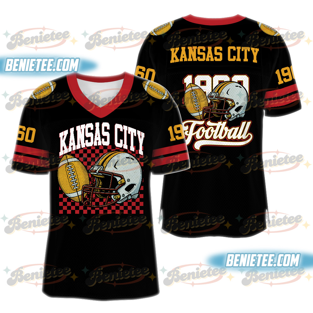 90s Style Kansas City Football Jersey, Kansas City Game Day Football Jersey
