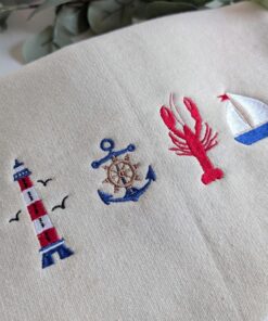 Alternative view of Embroidered Coastal Sweatshirt, Fisherman Aesthetic crewneck, Beachy Sweatshirt