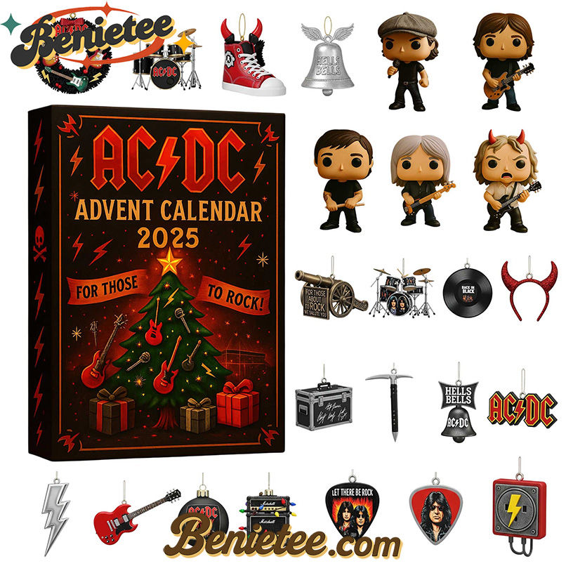 AC/DC AC DC band Premium Advent Calendar 2025 CHRISTMAS GIFT, CHRISTMAS IDEA, Christmas Countdown Advent Calendar Gift Box with 24 Acrylic Ornaments - Image 2