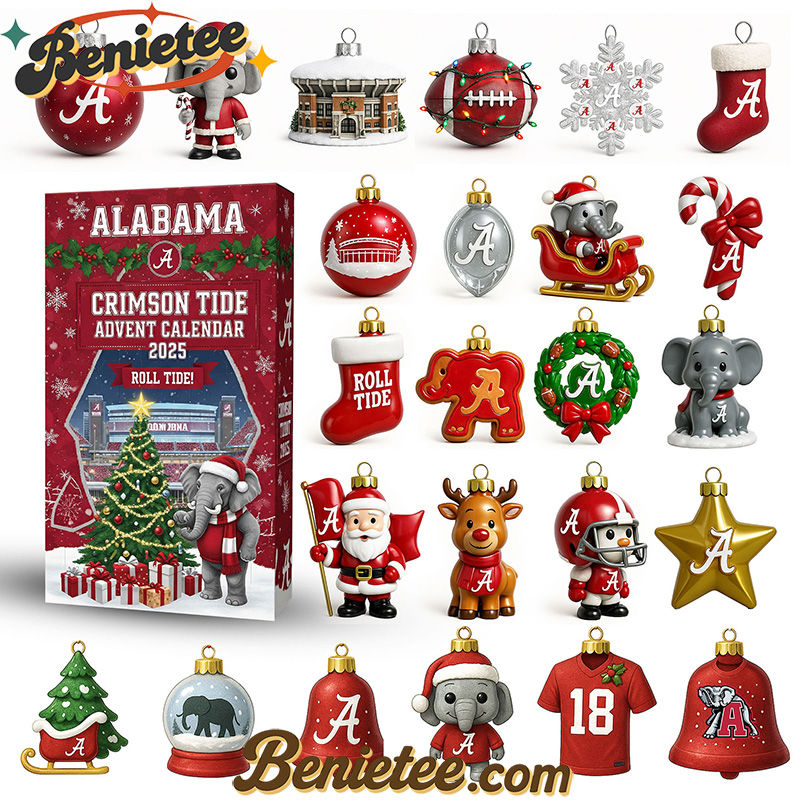 Alabama Crimson Tide football Premium Advent Calendar 2025 CHRISTMAS GIFT, CHRISTMAS IDEA, Christmas Countdown Advent Calendar Gift Box with 24 Acrylic Ornaments - Image 2