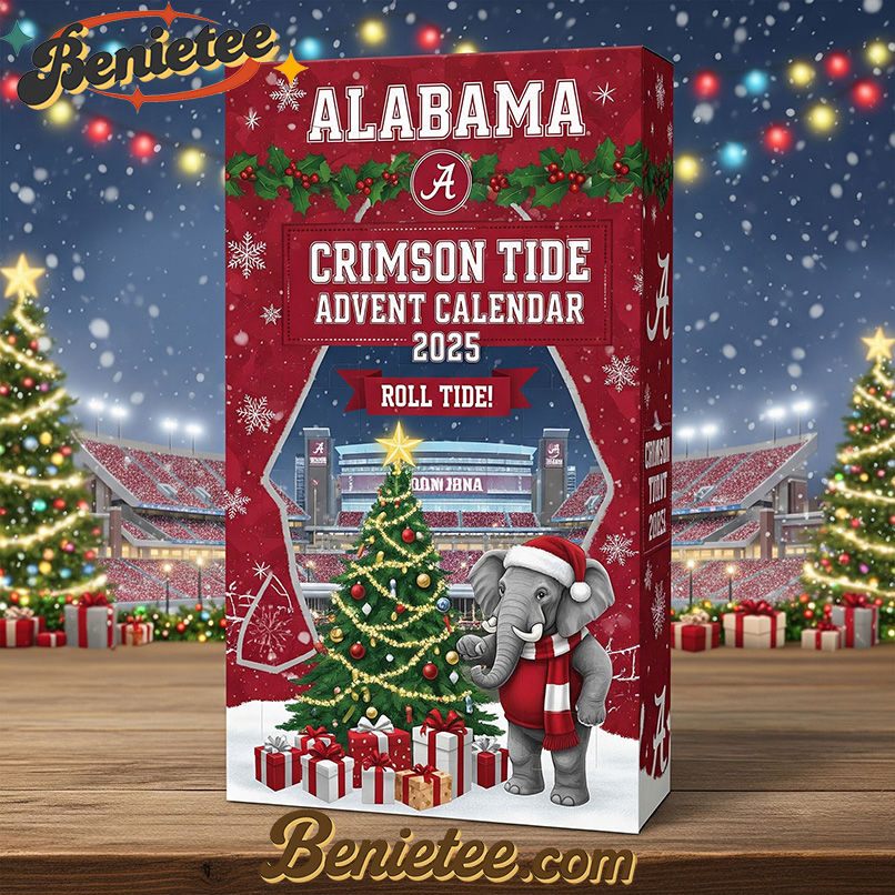 Alabama Crimson Tide football Premium Advent Calendar 2025 CHRISTMAS GIFT, CHRISTMAS IDEA, Christmas Countdown Advent Calendar Gift Box with 24 Acrylic Ornaments