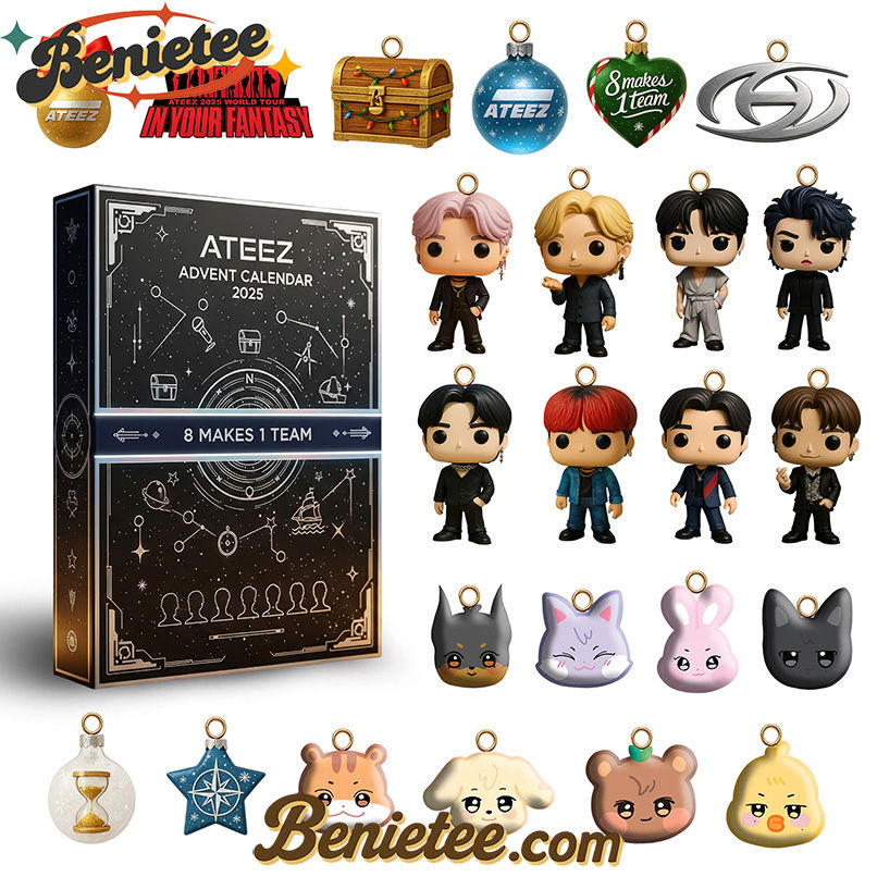 ATEEZ 8 makes 1 team Premium Advent Calendar 2025 CHRISTMAS GIFT, CHRISTMAS IDEA, Christmas Countdown Advent Calendar Gift Box with 24 Acrylic Ornaments - Image 2